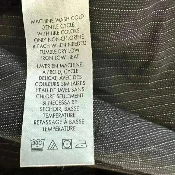 CALVIN KLIEN BLACK COTTON BUTTON DOWN WITH WHITE PIN STIPES SIZE XXL/TTG - Picture 8 of 8